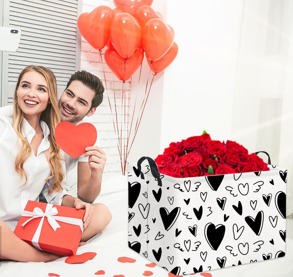 HIYAGON Rectangular Heart Basket collapsed for space-saving storage.