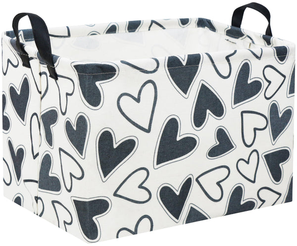 HIYAGON Rectangular Heart Basket front view for toy storage and room decor
