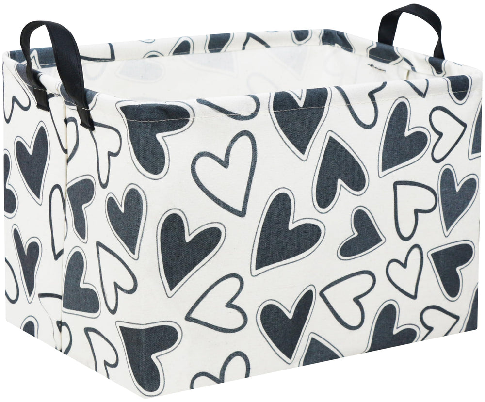HIYAGON Rectangular Heart Basket front view for toy storage and room decor
