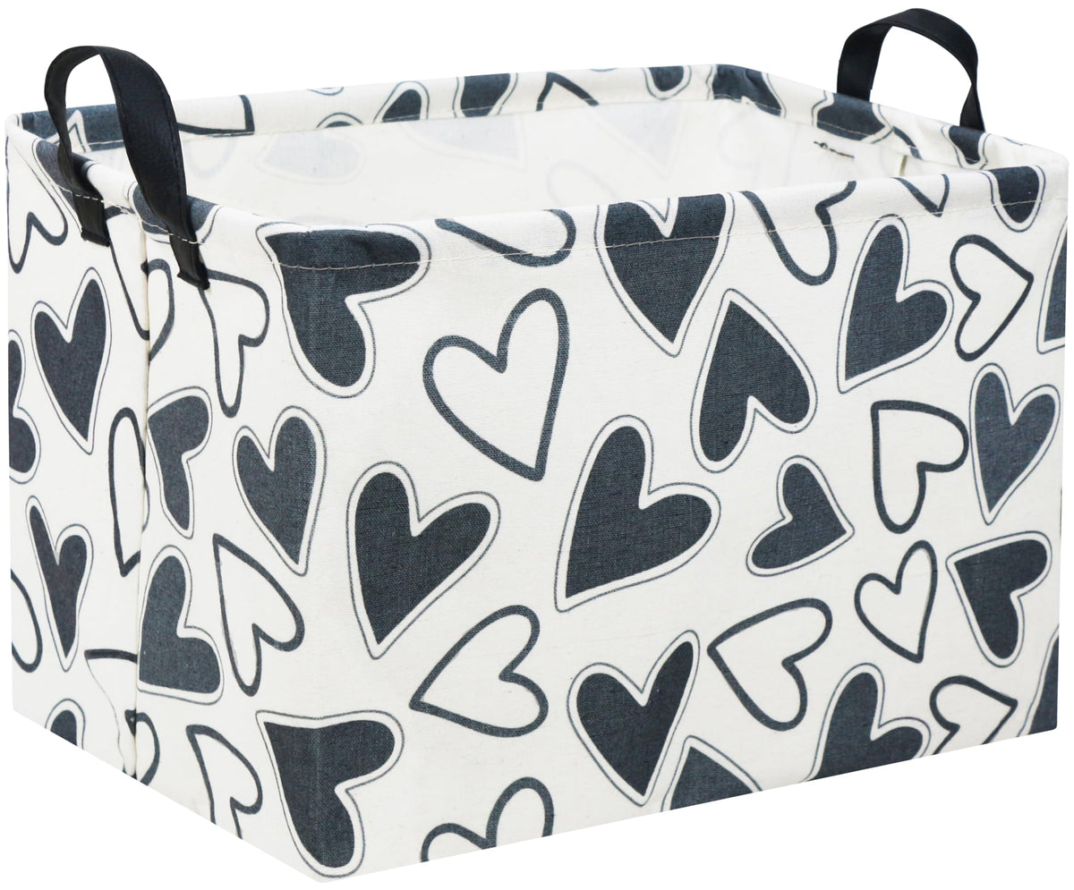 HIYAGON Rectangular Heart Basket front view for toy storage and room decor