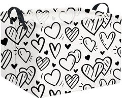 HIYAGON rectangular heart basket front view, durable canvas for toy and book storage
