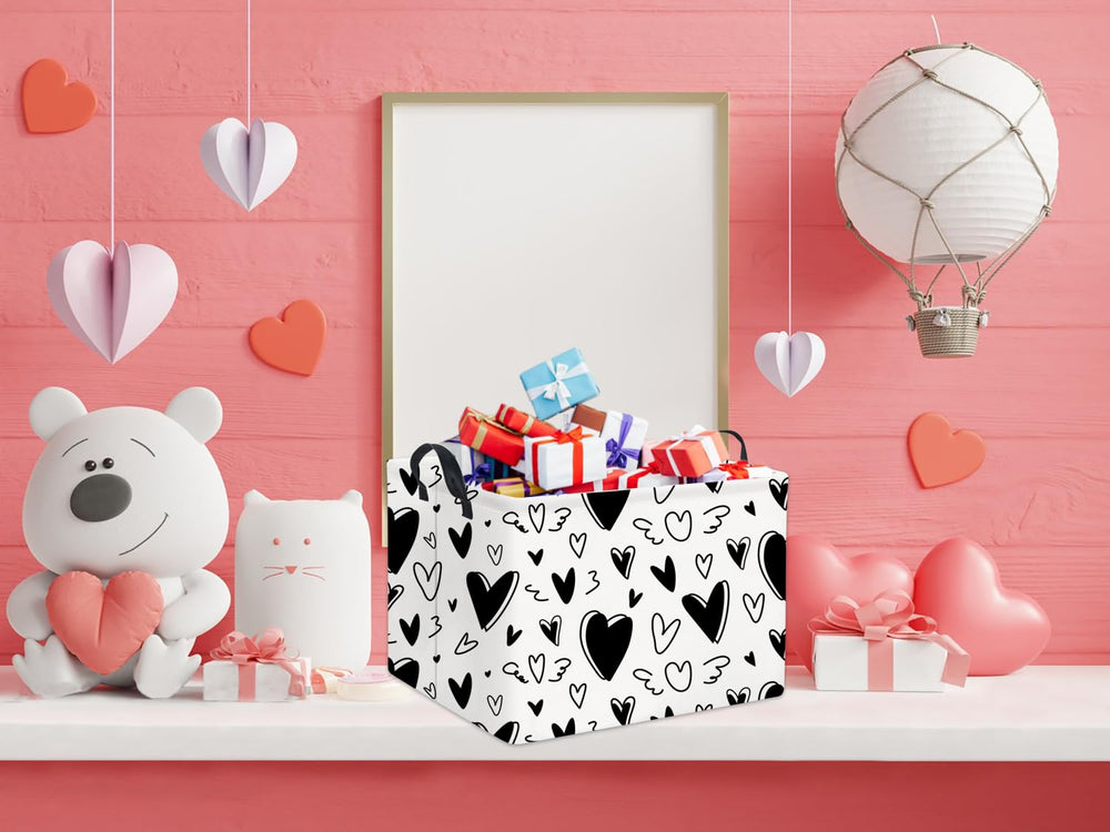 HIYAGON Rectangular Heart Basket in a girl's room decor setting.