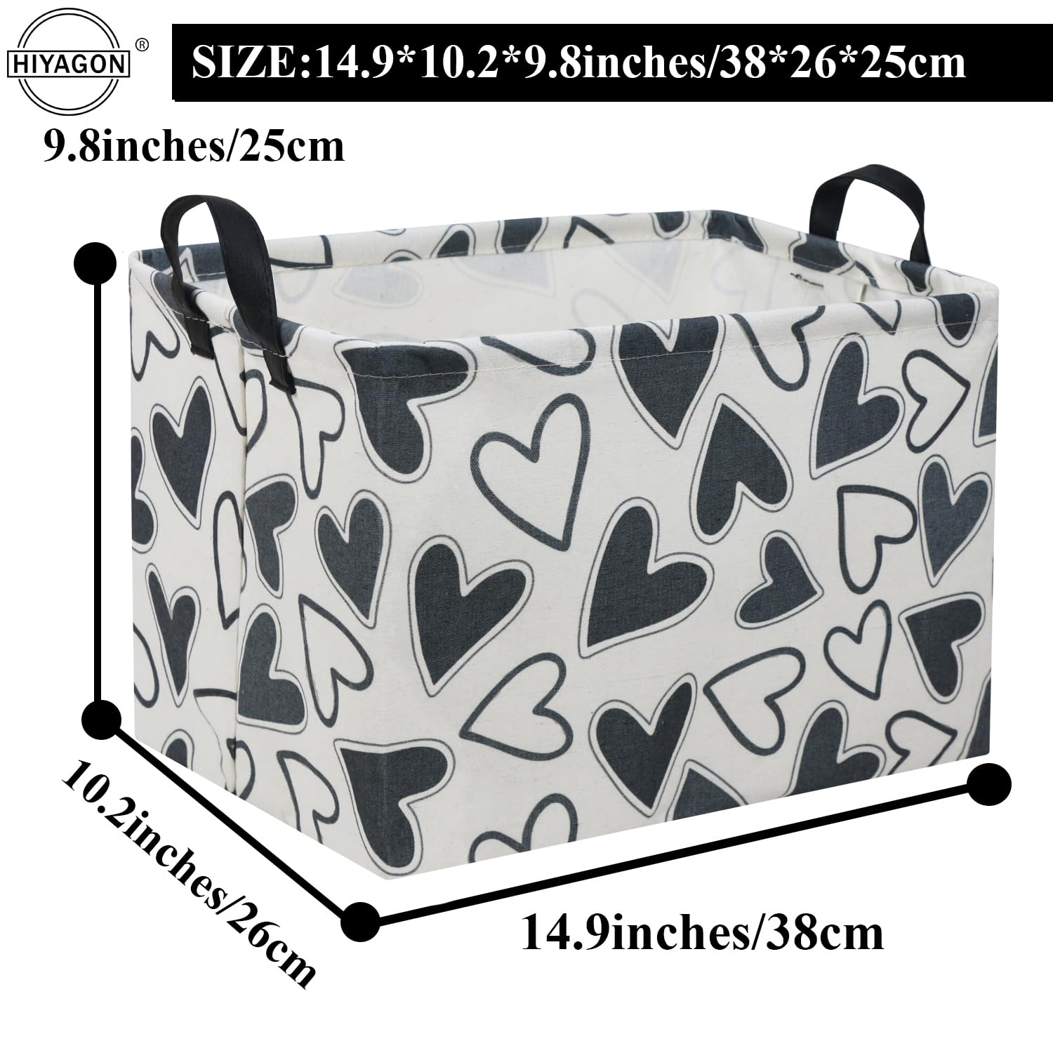 HIYAGON Rectangular Heart Basket in a room setup as decor and organizer