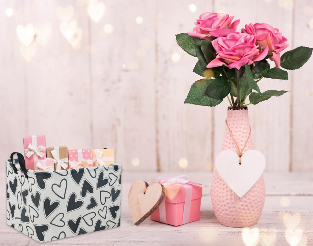 HIYAGON Rectangular Heart Basket top view open with contents visible