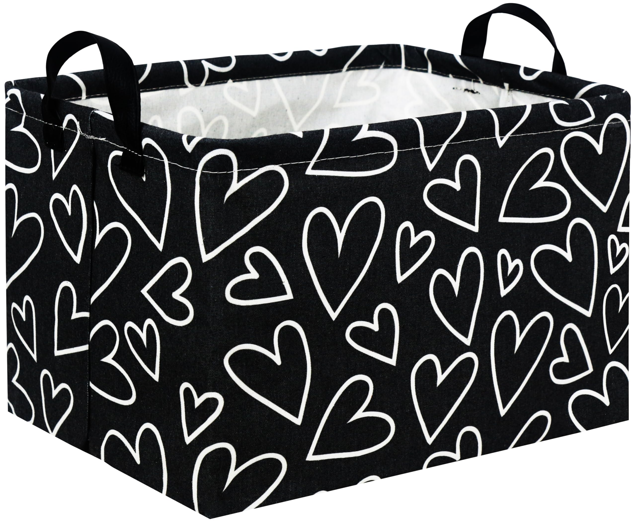 HIYAGON Rectangular Heart Basket keeps toys organized in the playroom.