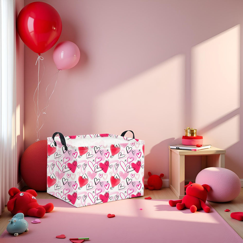 HIYAGON Rectangular Valentines Basket in bathroom for towels and textiles.
