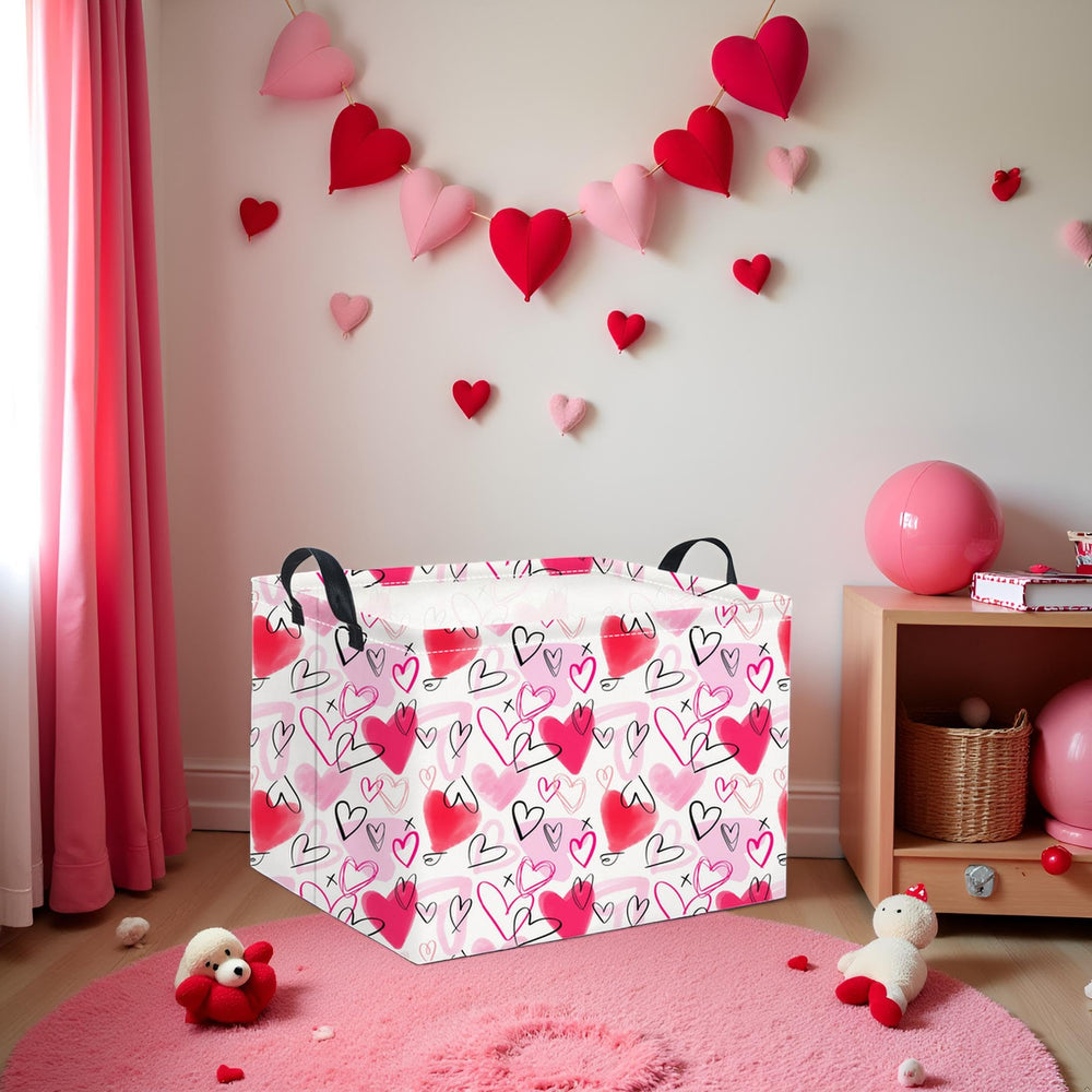 HIYAGON Rectangular Valentines Basket folded flat for space-saving storage.