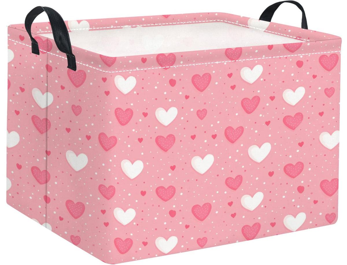 HIYAGON rectangular Valentines basket with pink heart design for chic baby storage.