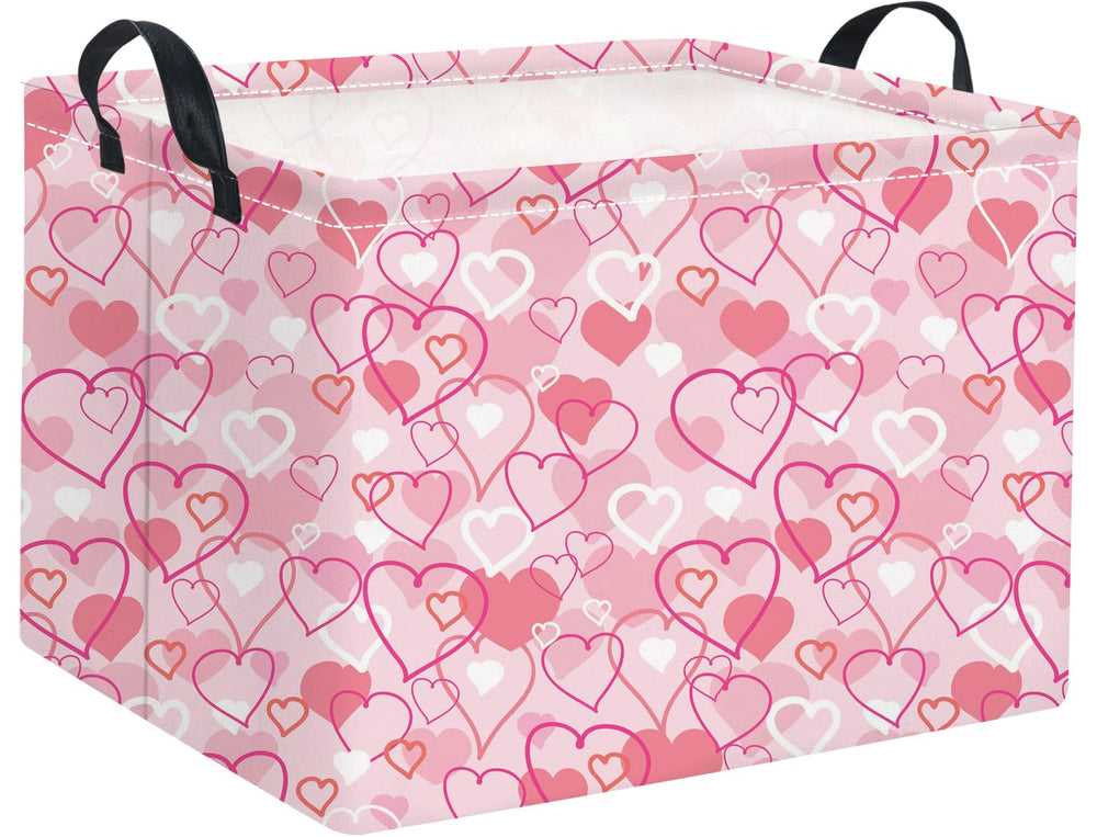 HIYAGON rectangular valentines basket with pink heart front for tidy storage.