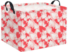 HIYAGON rectangular valentines basket with pink heart for stylish clothes and books storage.