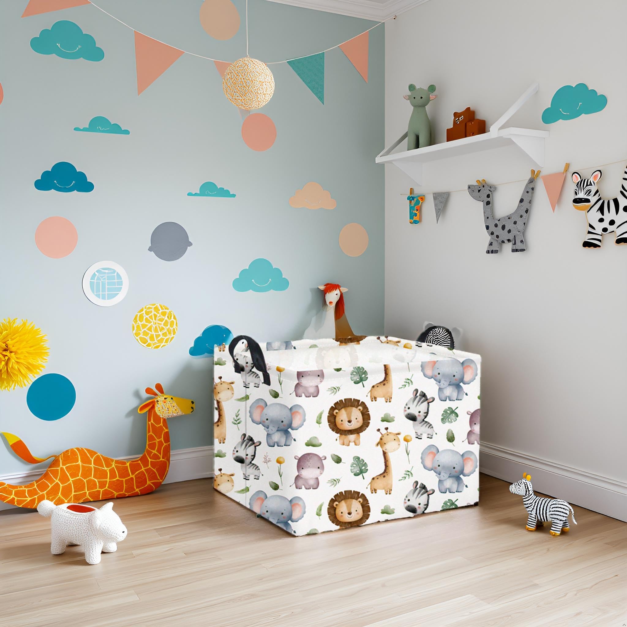 HIYAGON rectangular woodland basket in room setup demonstrates clutter-free organization.