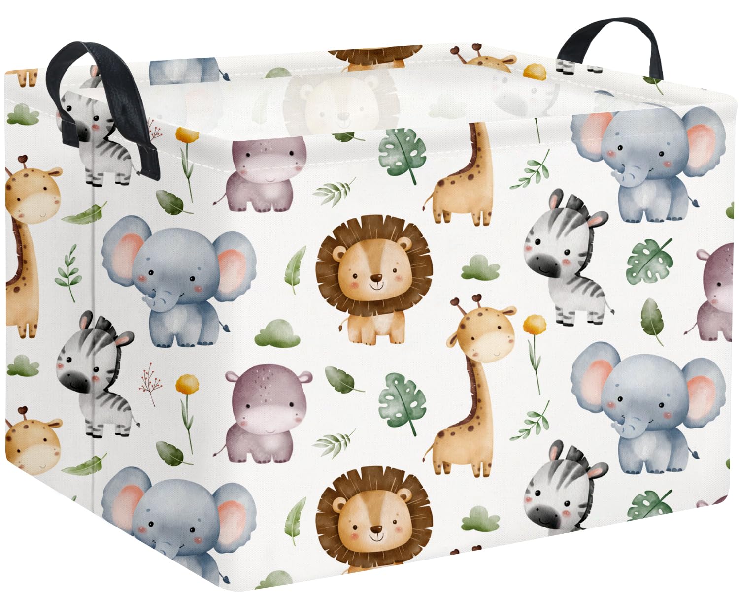 HIYAGON rectangular woodland basket front view showcases sturdy construction for versatile storage.