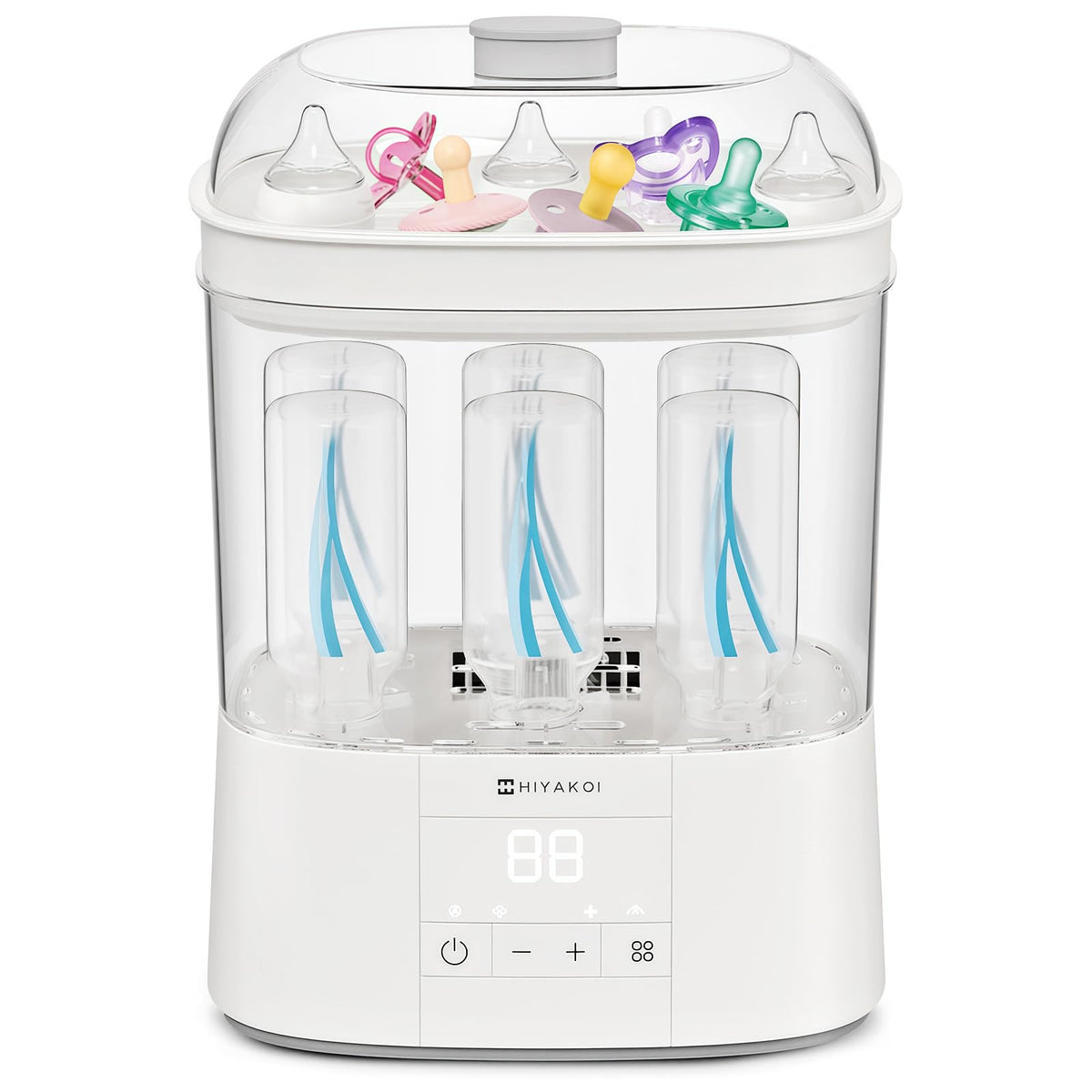 HIYAKOI two-layer bottle sterilizer setup for fast, hygienic prep.