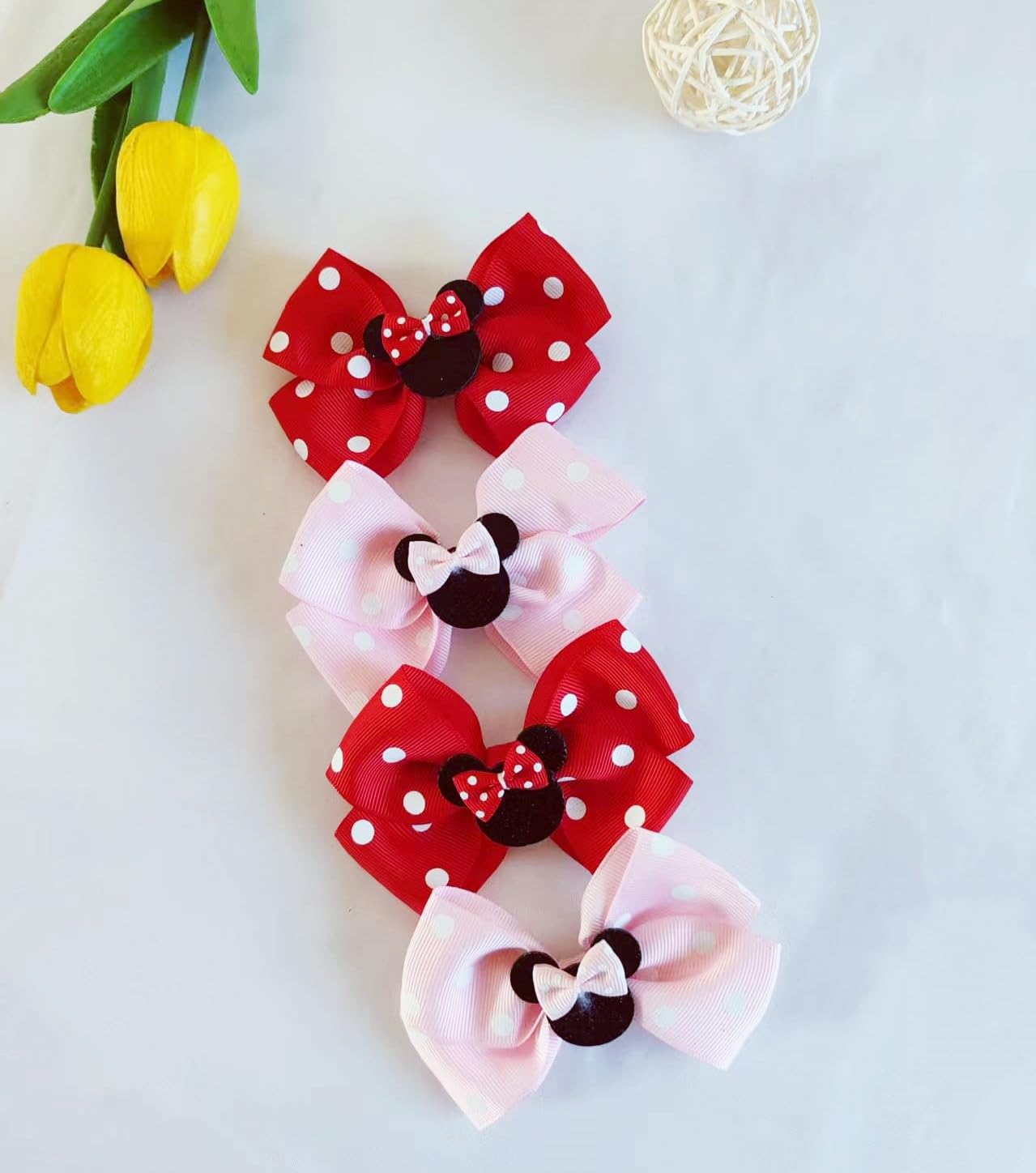 Hjiaruiky mouse ears hair clip in red adds bold style for parties.