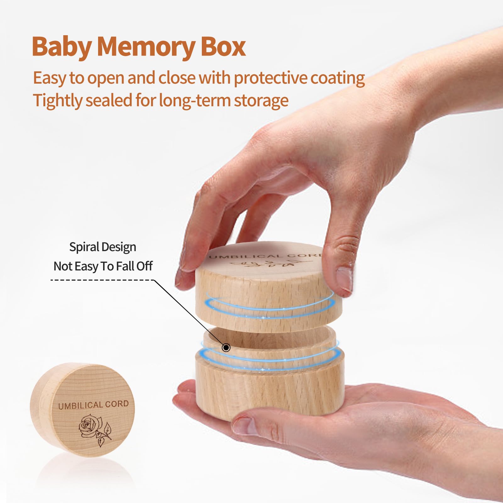 HJKEMI Umbilical Cord Storage Box features a protective coating for lasting keepsakes