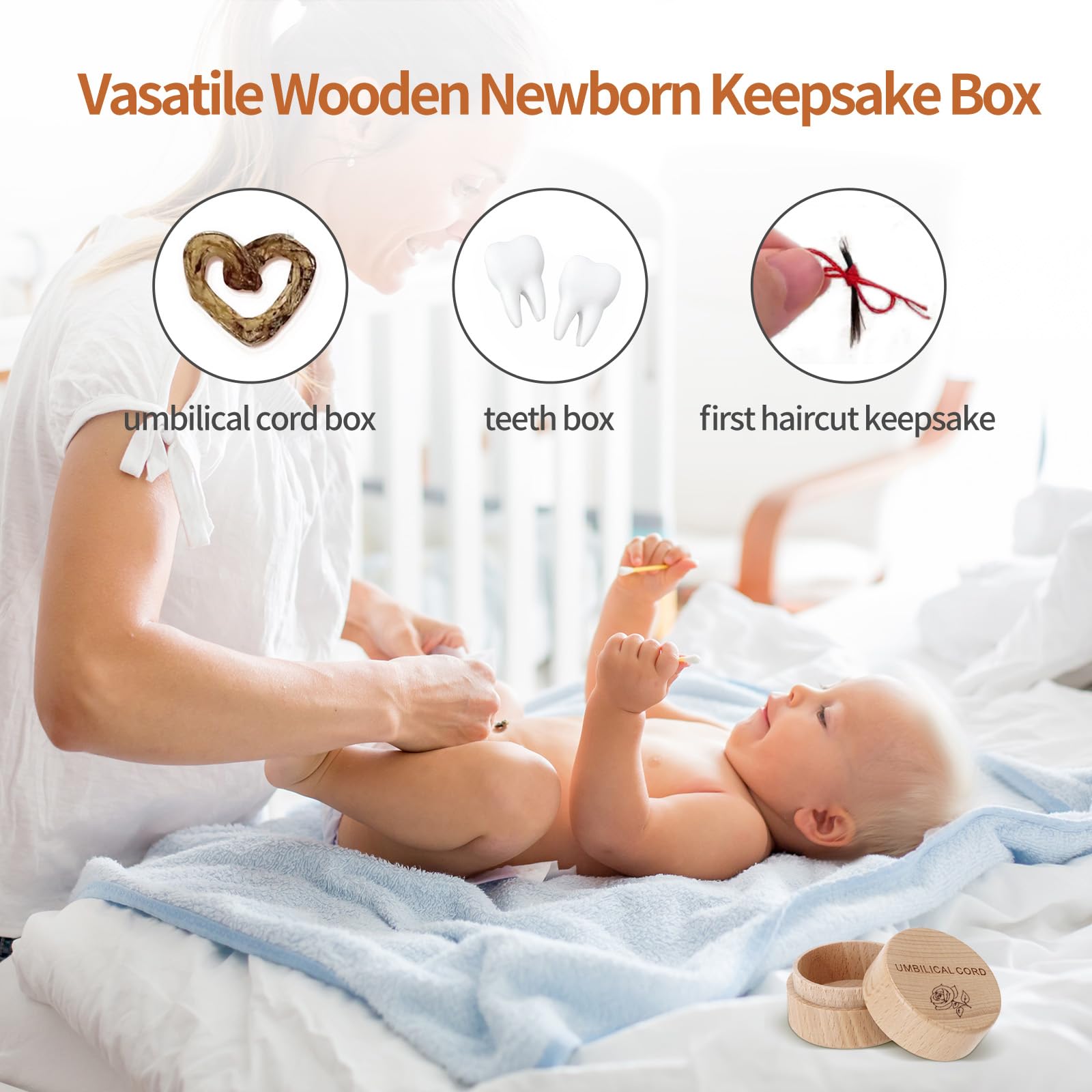 HJKEMI Versatile Baby Memory Box doubles as a tooth or first haircut keepsake