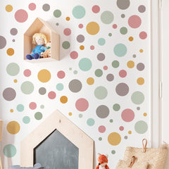 HJKlove Bohemian rainbow wall dots brighten kids' room with removable, damage-free adhesion.