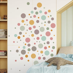 HJKlove rainbow dot decals used in classroom or home decor for a playful atmosphere.
