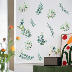 HJKlove eucalyptus leaf wall decal for easy application and serene room greenery.