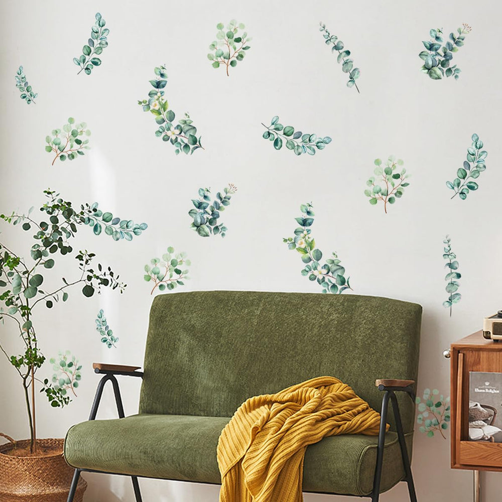 HJKlove nursery decor eucalyptus decal quick transform with peel-and-stick ease.