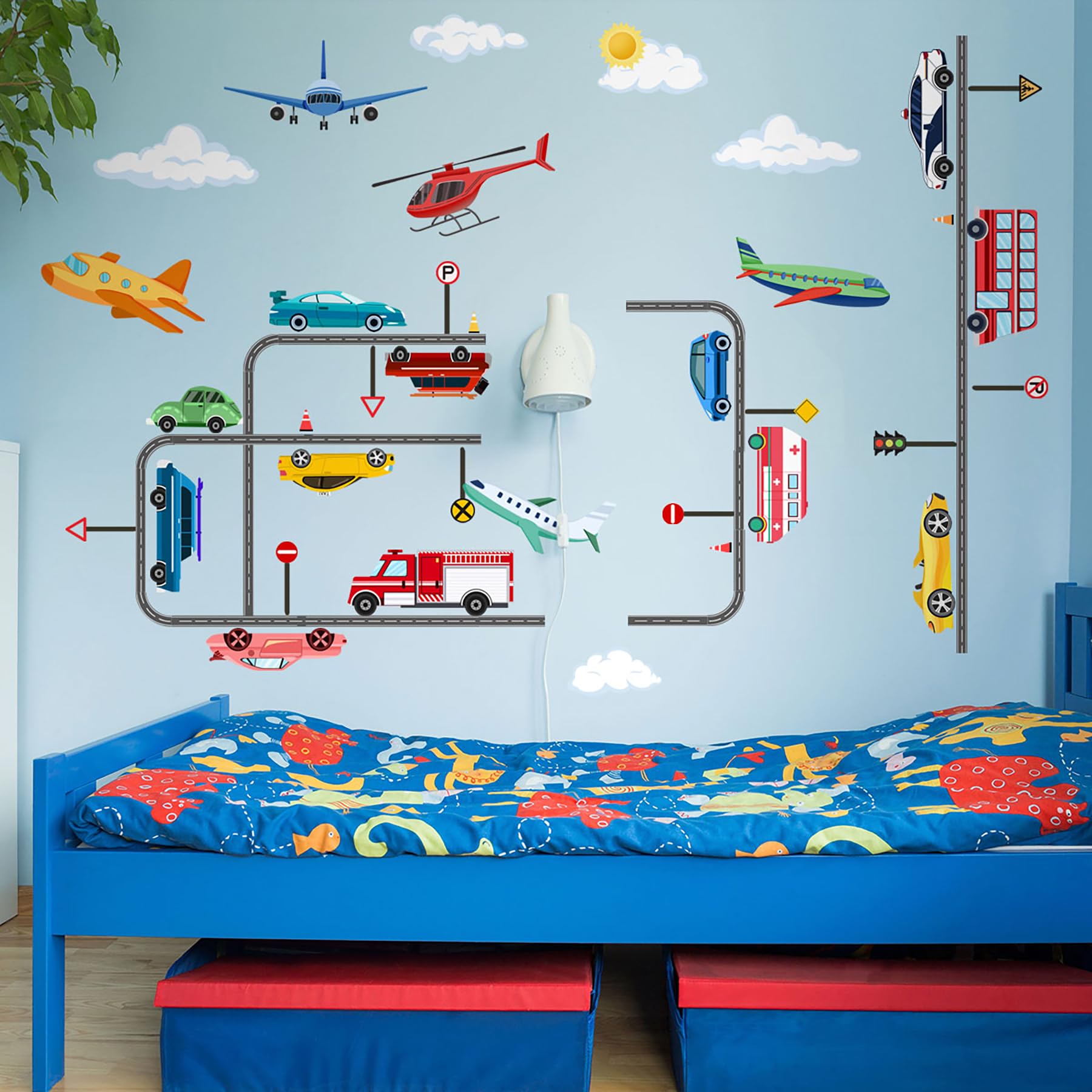 HJKlove police car and ambulance wall decal for imaginative play