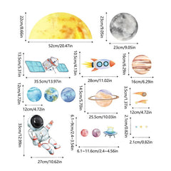 HJKlove space planet wall sticker with sun and moon for bright, educational accents
