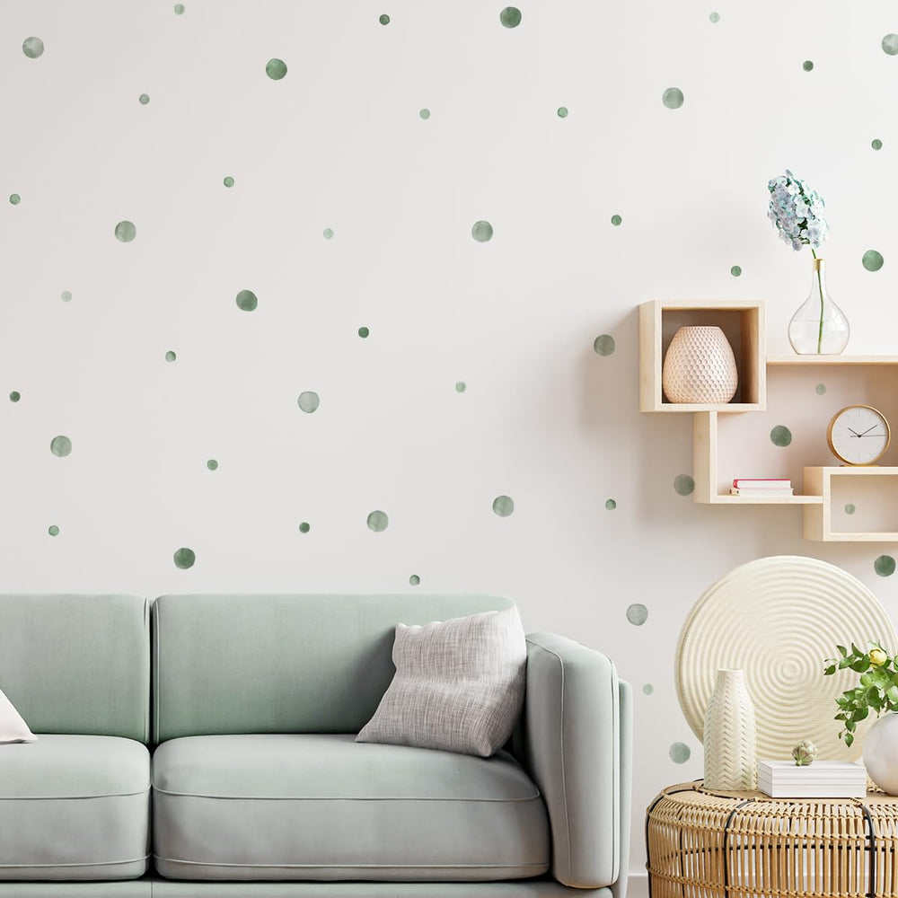 HJKlove watercolour dots offer easy peel-and-stick application for quick room updates.