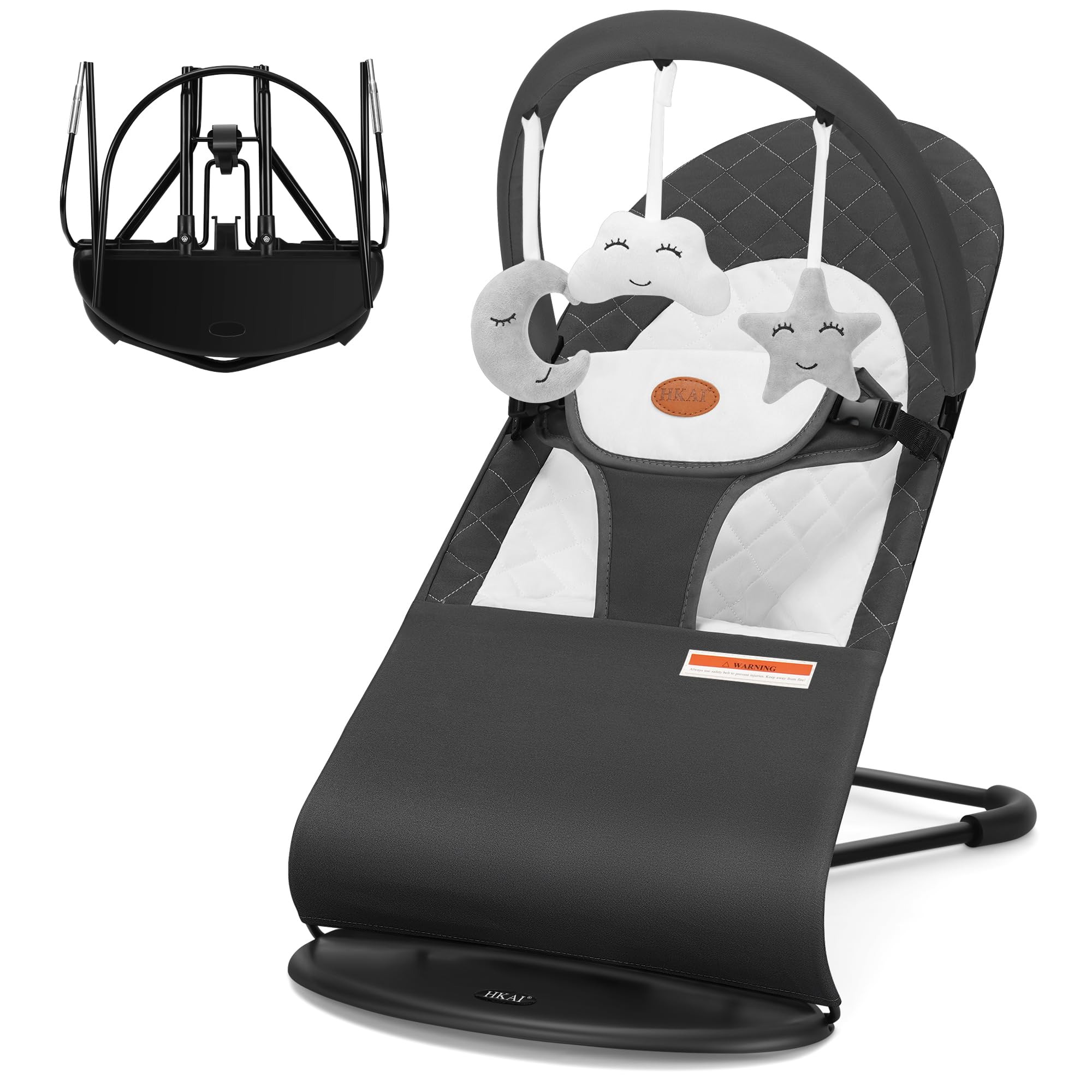 HKAI Baby Bouncer folded-compact mode for easy travel and storage.
