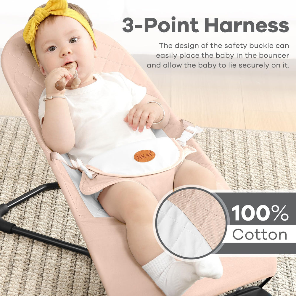 HKAI Baby Bouncer recline-modes offers flexible positions for soothing and play.