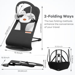 HKAI Baby Bouncer with soft cotton fabric for breathable comfort.