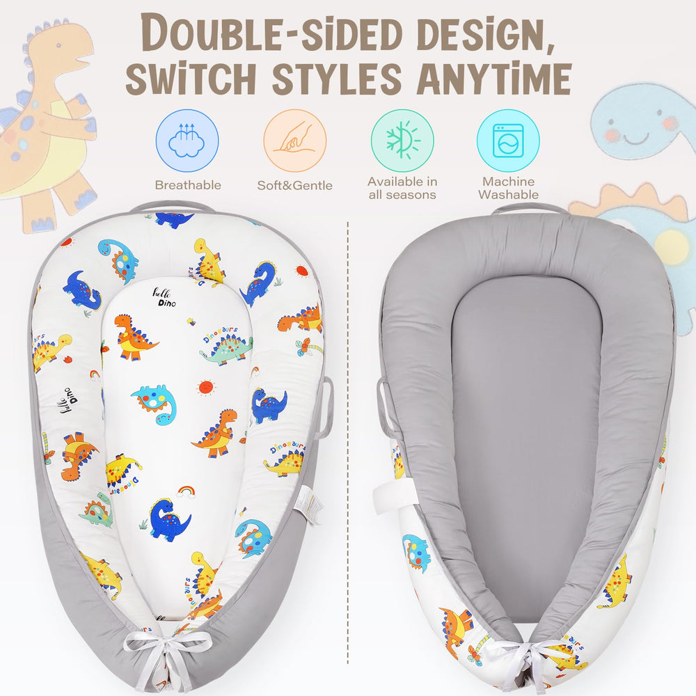 HKAI Baby Lounger adjustable size with drawstring for growing infants' snug fit.