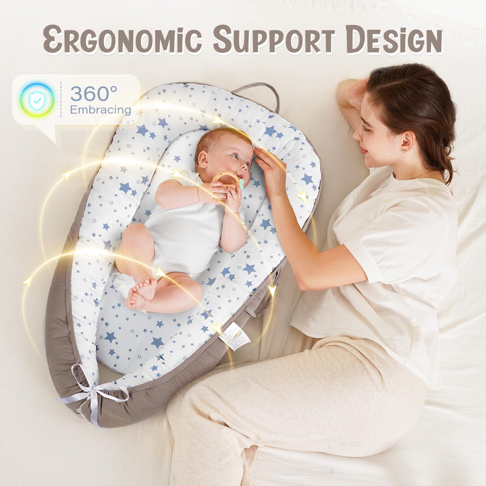 HKAI Baby Lounger designed for awake supervised use during playtime or diaper changes