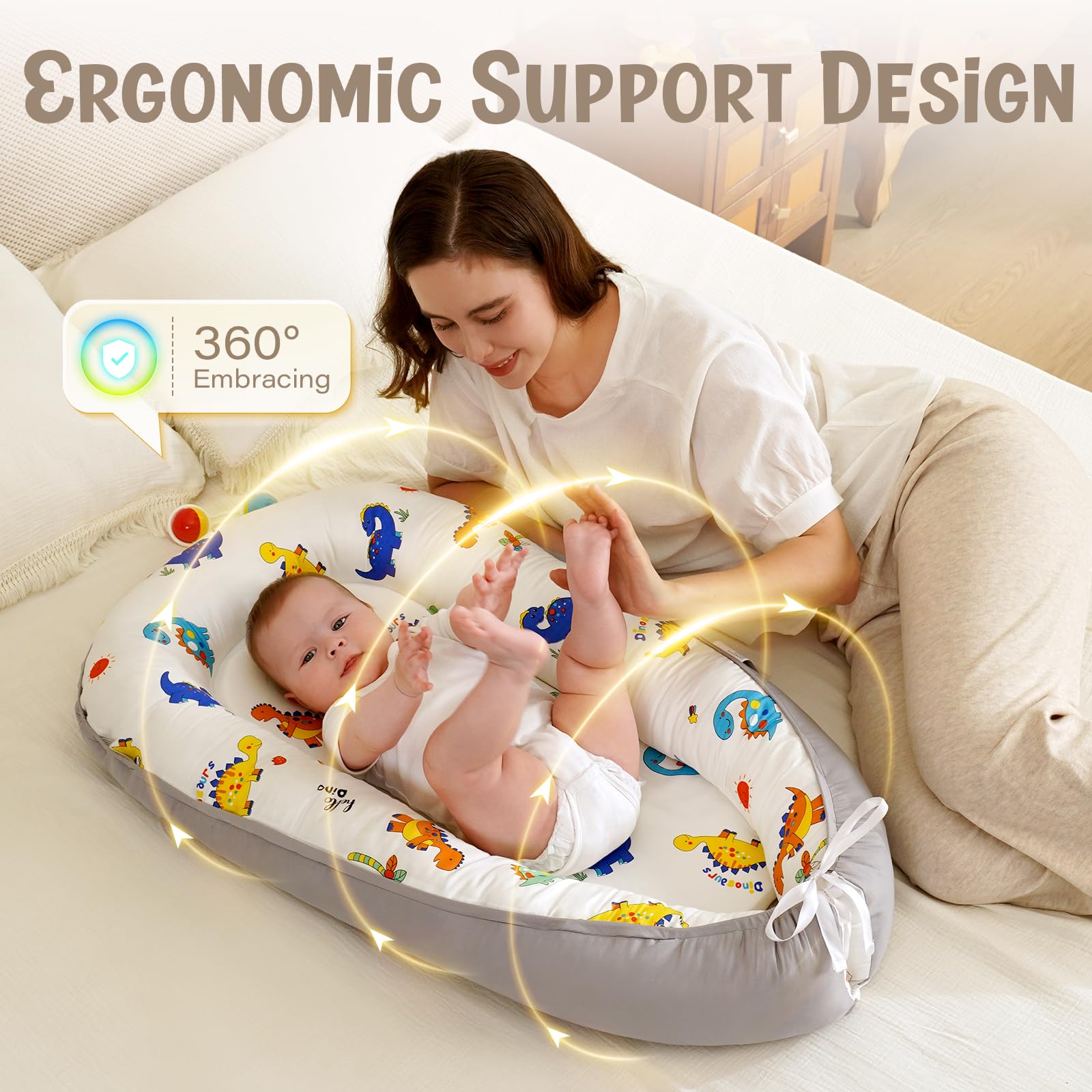 HKAI Baby Lounger designed for awake supervised use during play and diaper changes.