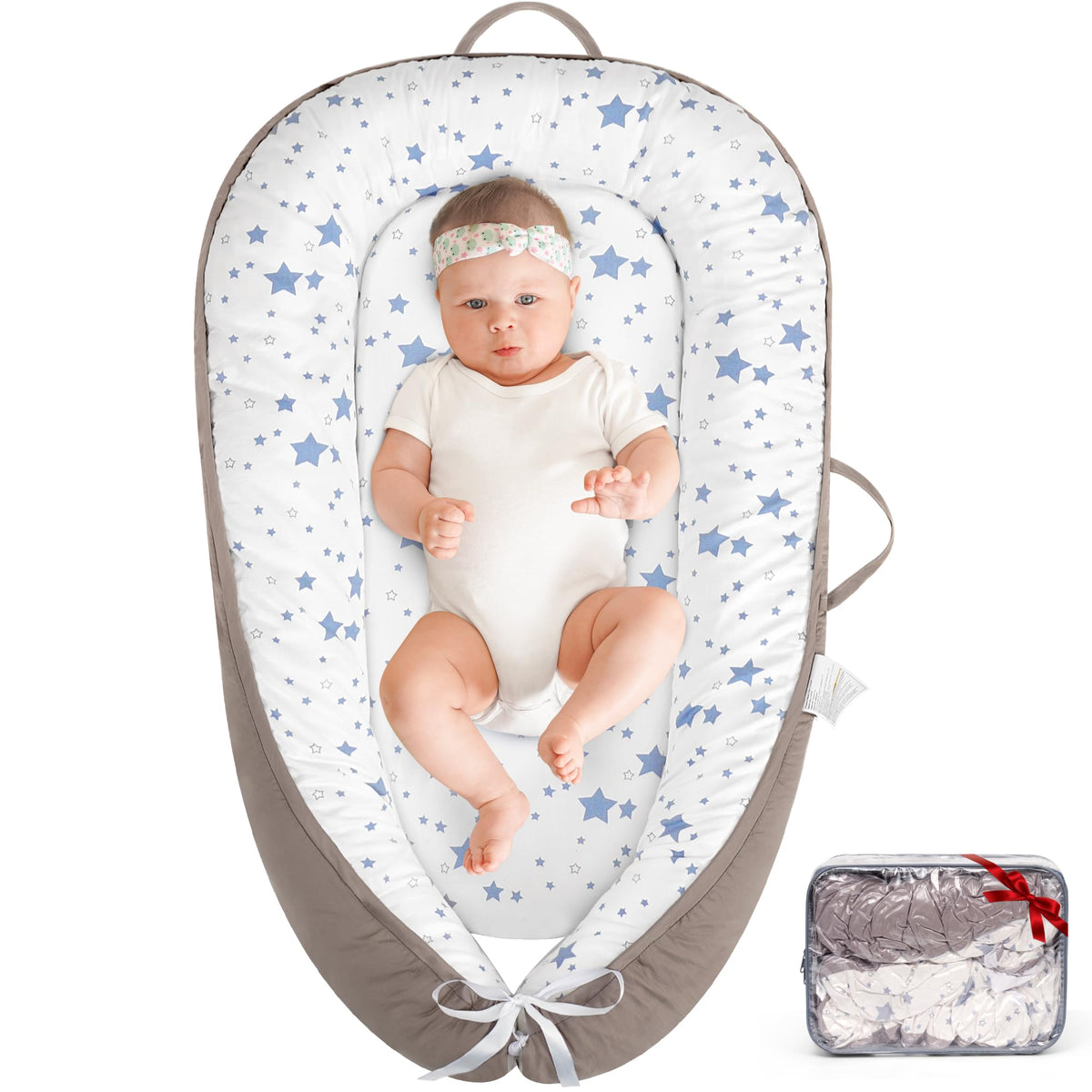 HKAI Baby Lounger with double-sided fabric for gentle awake-time comfort