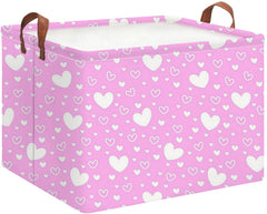 HKEC Collapsible Kids Toys Bin in Pink Full Love, front view for easy toy organization