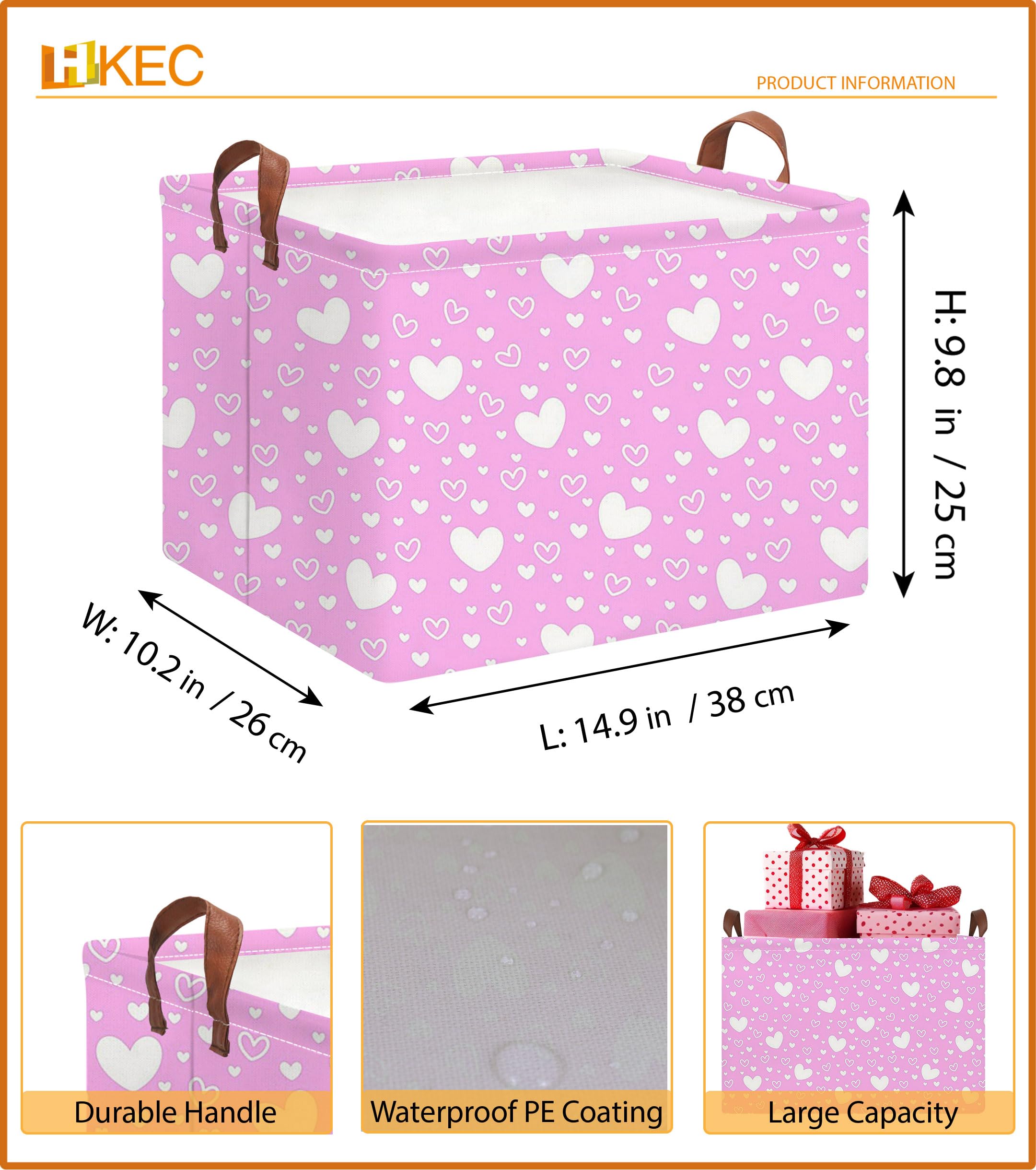 HKEC Collapsible Kids Toys Bin pink Full Love open-top for quick access to toys