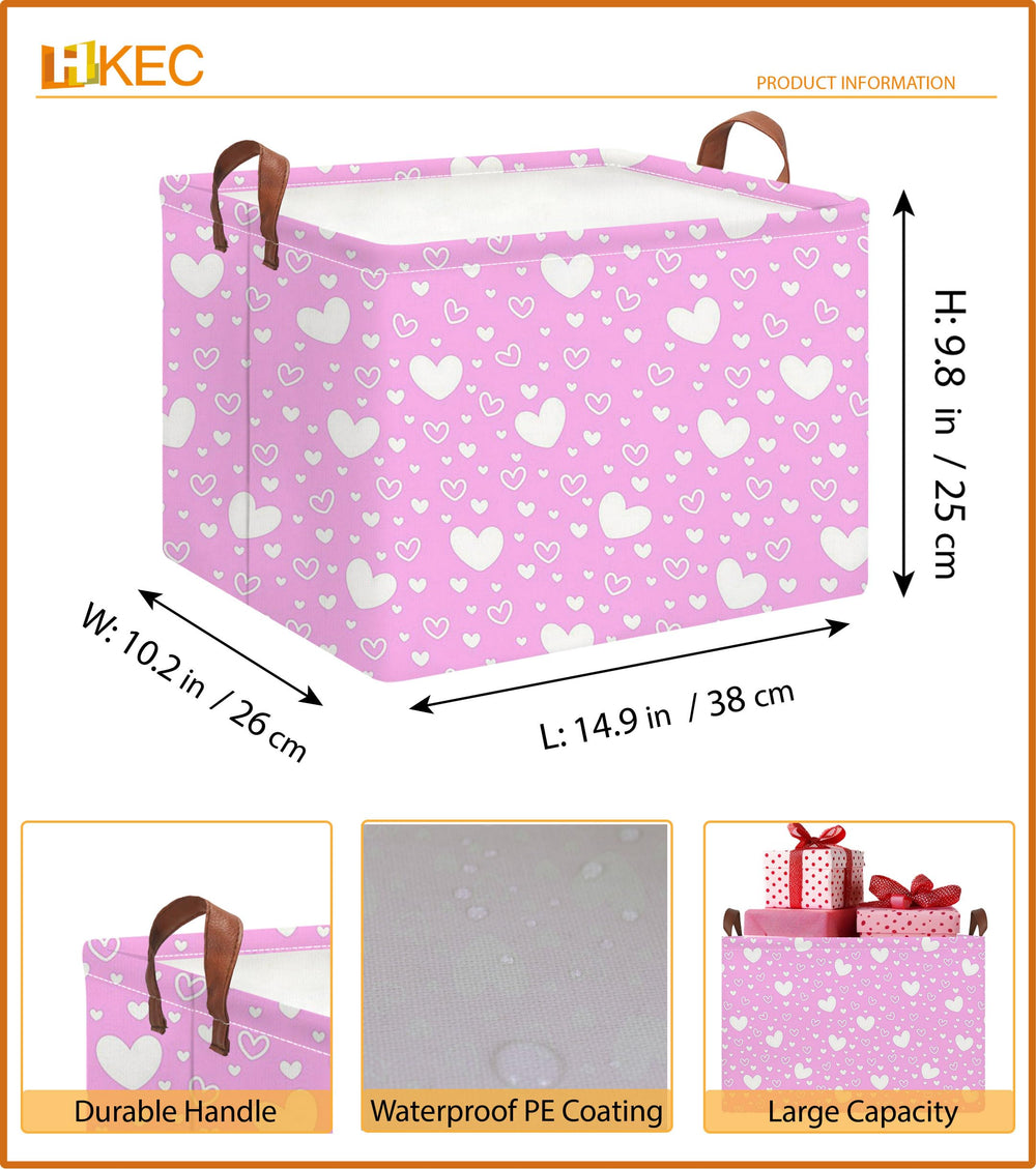 HKEC Collapsible Kids Toys Bin pink Full Love open-top for quick access to toys