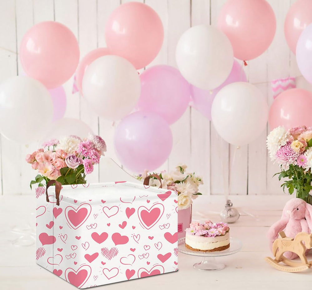 HKEC pink Valentine basket pattern folded flat for compact storage