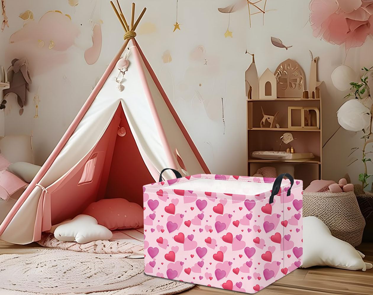 HKEC rectangle storage basket features cute animal pattern for playful decor