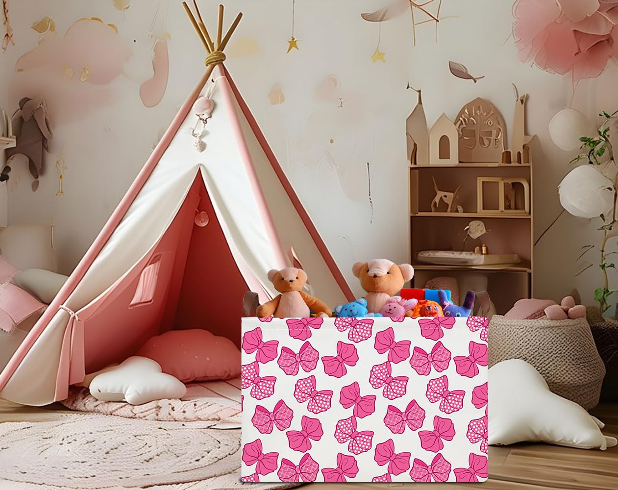 HKEC rectangle storage basket used for toy storage in kids room