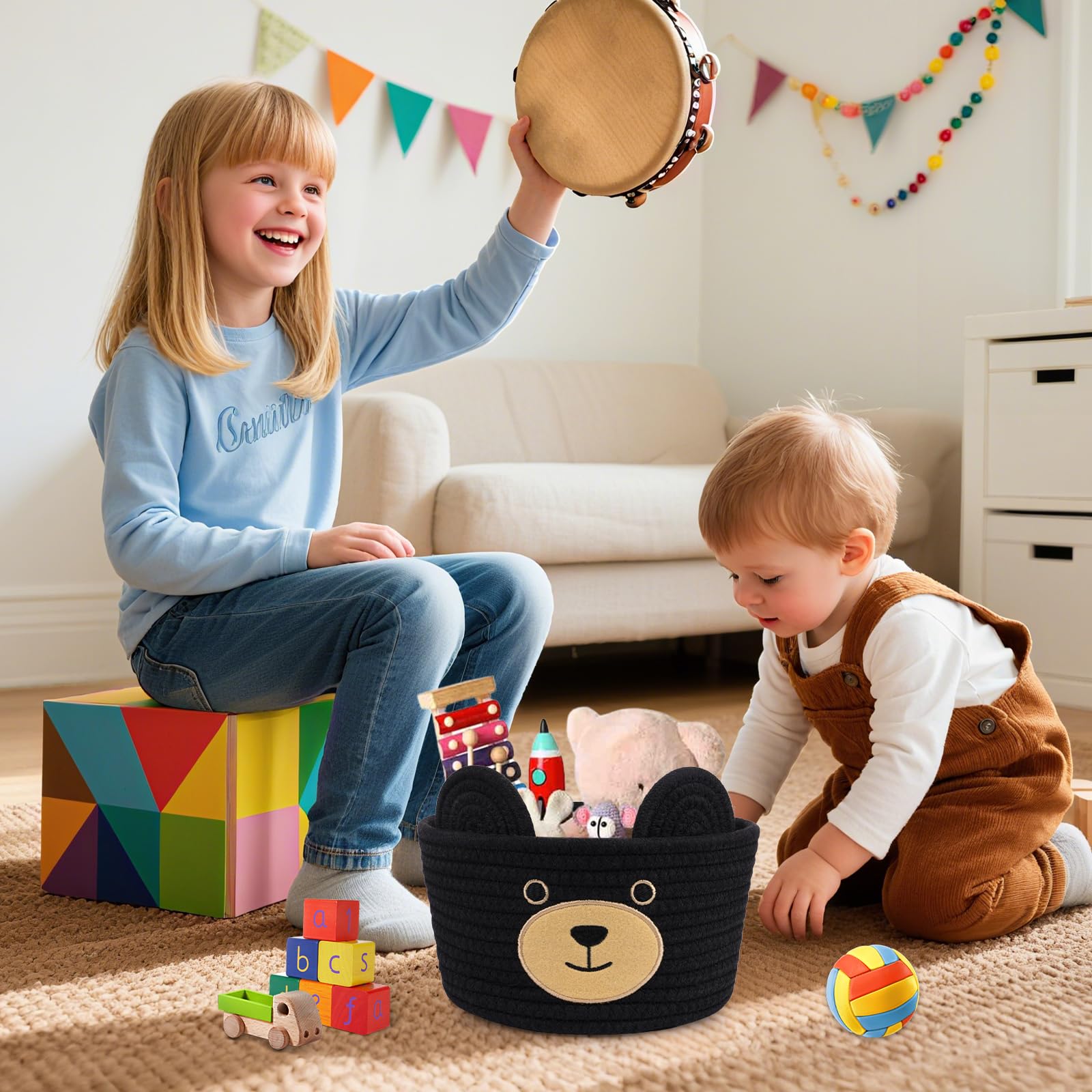 Hkojewp bear ears woven design adds cute decor and organization.