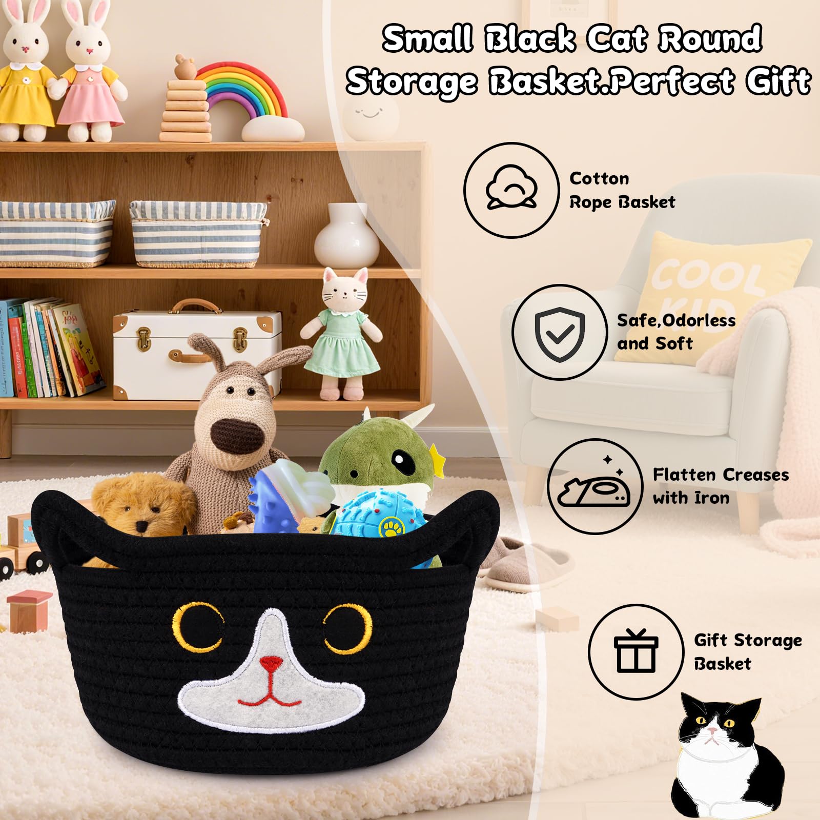 Hkojewp Cat Basket with ears handles for easy carrying.