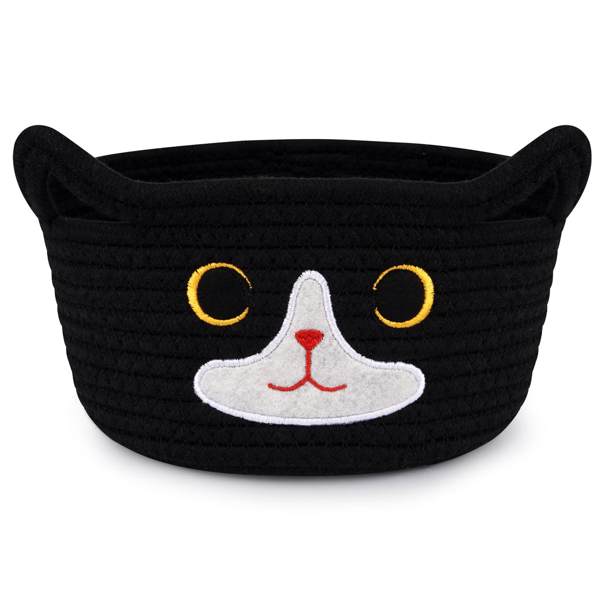 Hkojewp Cat Basket with embroidered face for nursery storage and charm.