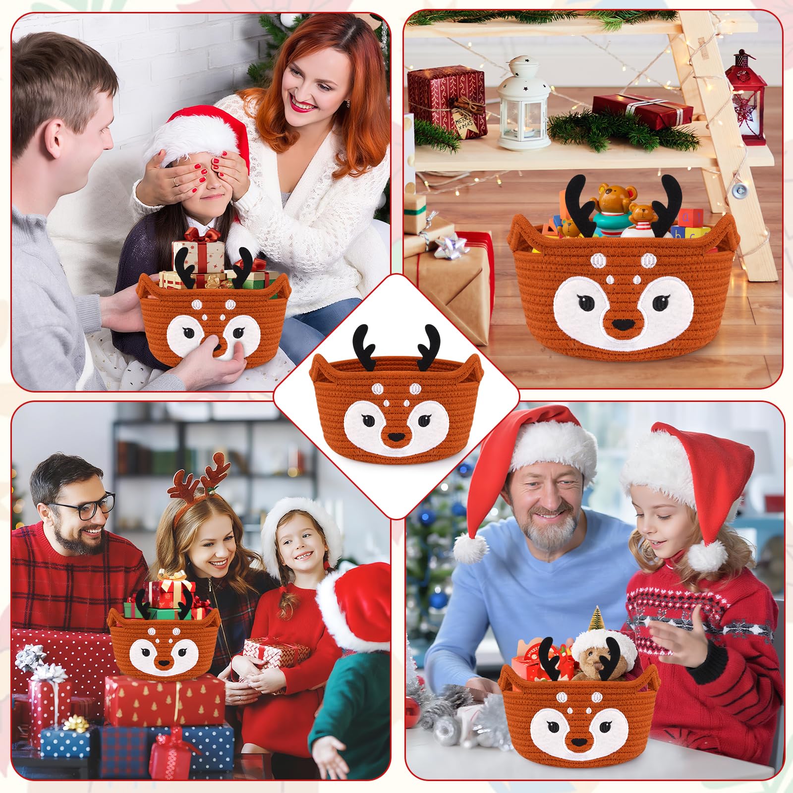 Hkojewp Christmas Reindeer Basket blanket storage doubles as a cute towel or blanket hamper