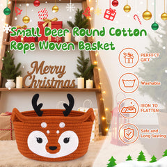 Hkojewp Christmas Reindeer Basket candy storage keeps small treats organized on shelves