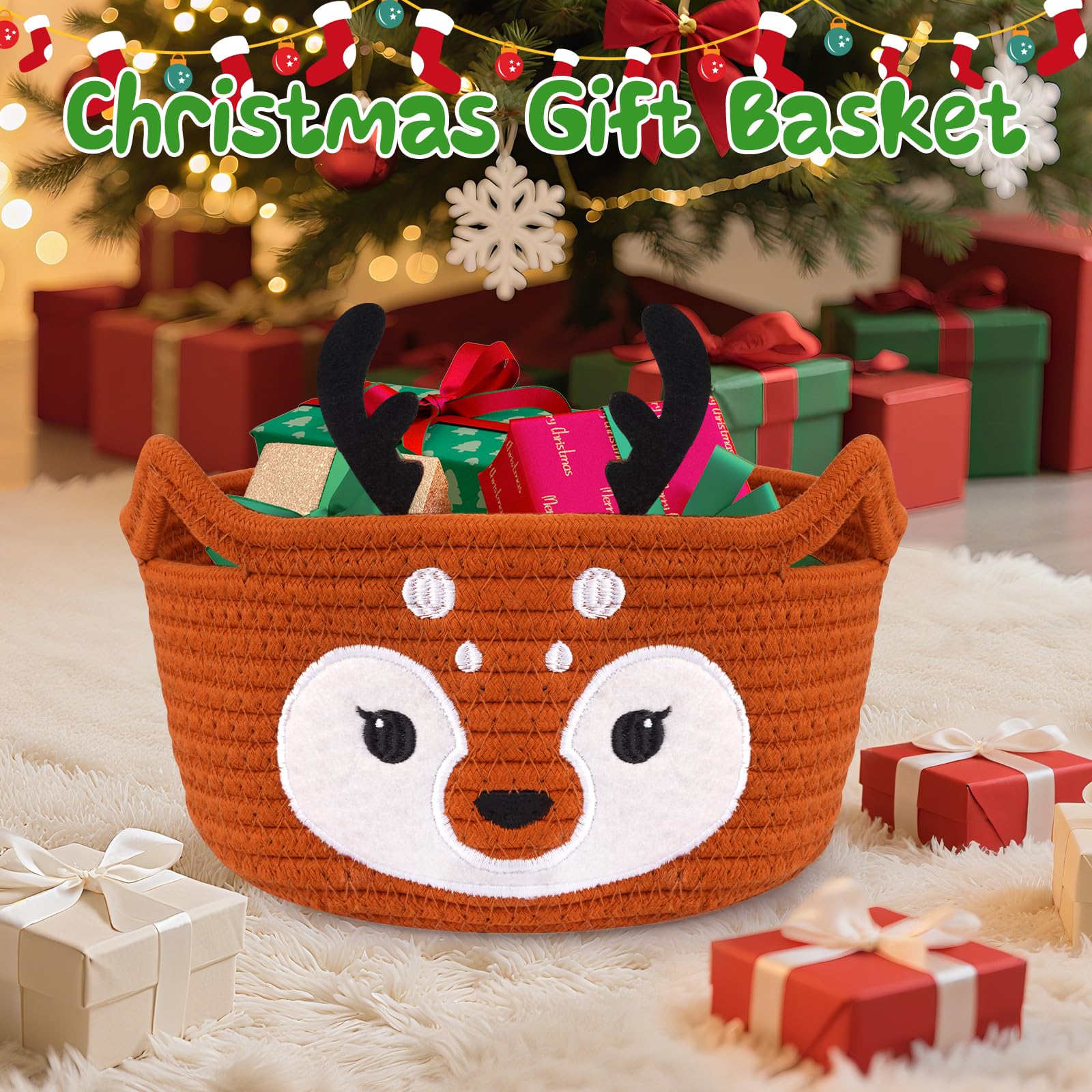 Hkojewp Christmas Reindeer Basket nursery decor ideal for baby essentials and blankets