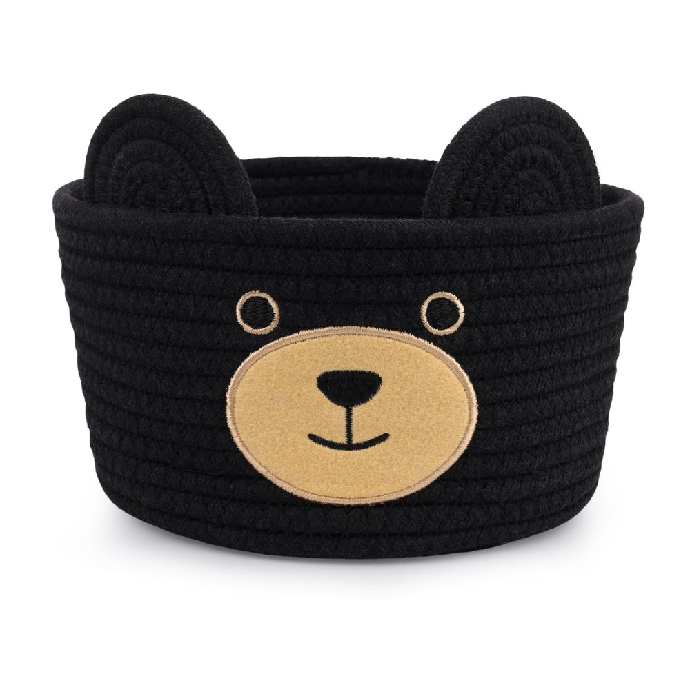 Hkojewp cute black bear basket on nursery shelf for tidy storage.