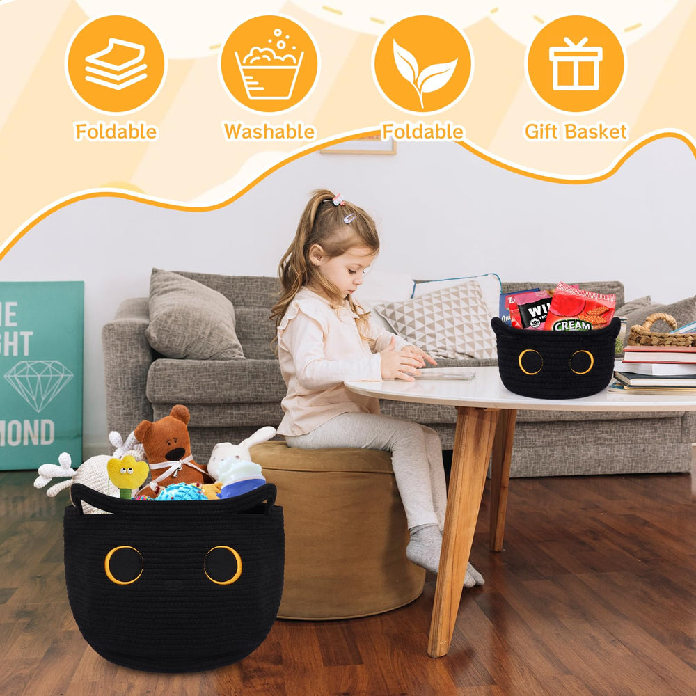 Hkojewp easy-carry basket with cat-ear handles for portable storage