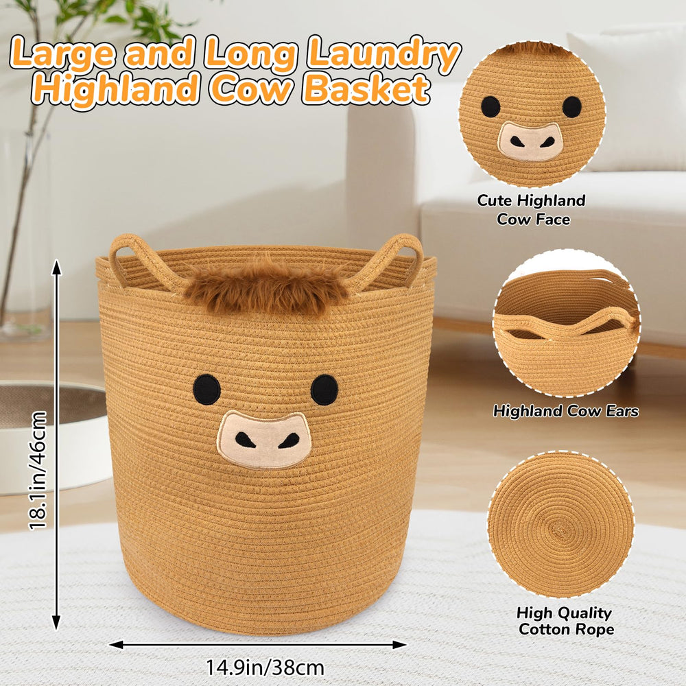Open-top Highland Cow Basket design for tidy, accessible storage by Hkojewp