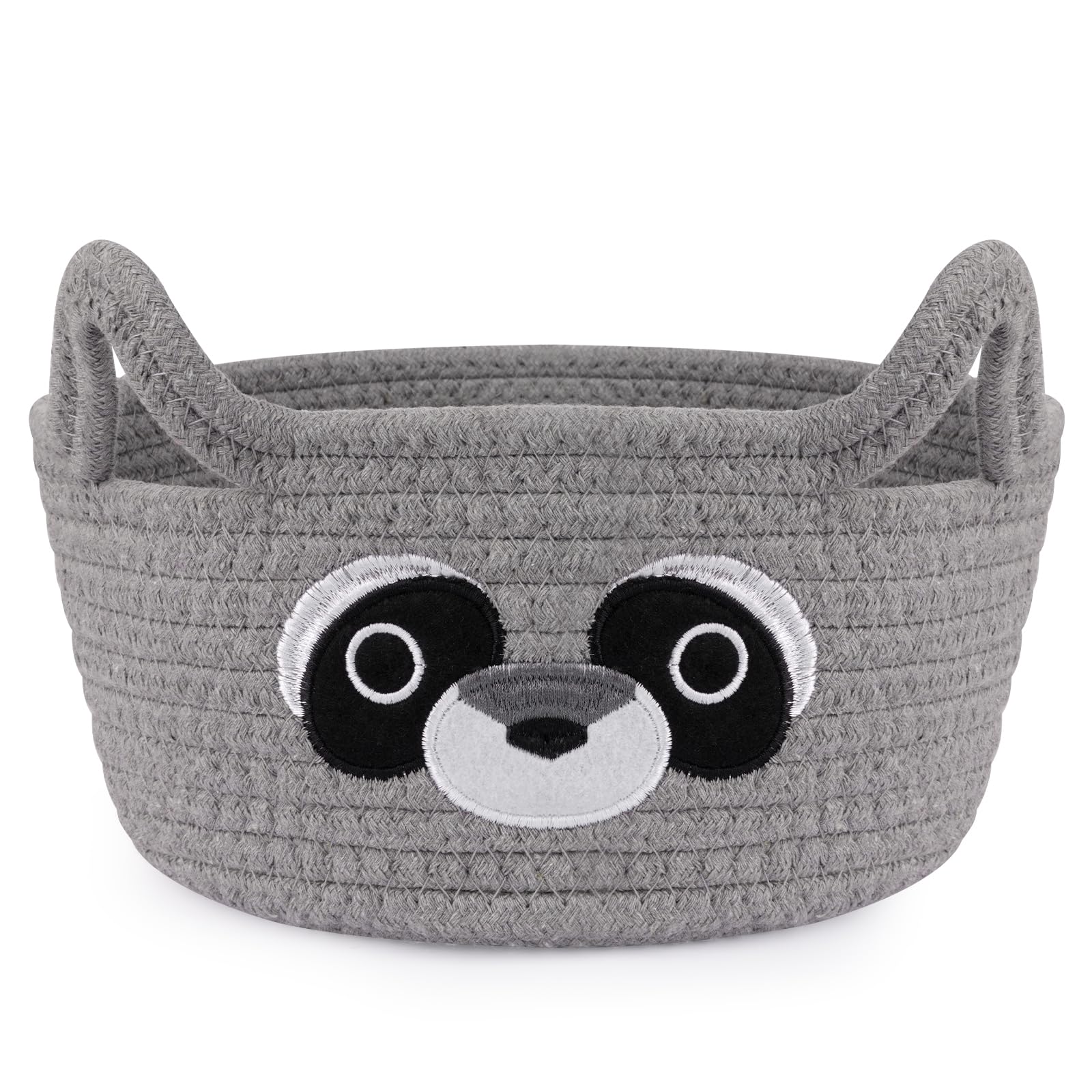 Hkojewp raccoon storage basket with ears handles, easy to carry and tidy nursery items.